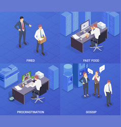 Isometric Problem Situations At Work Icon Set