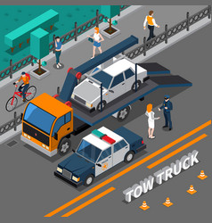 Tow Truck Isometric Composition