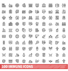 100 Immune Icons Set Outline Style