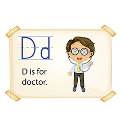 Letter d with doctor cartoon Royalty Free Vector Image