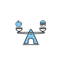 Balanced Diet Icon Apples Burgers And Scales