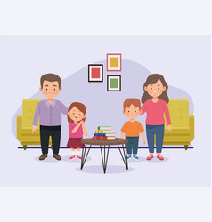 Couple And Kids In Livingroom