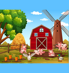 Rural happy farm animals Royalty Free Vector Image