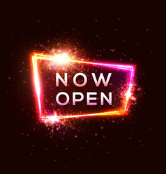 Now Open Neon Sign On Dark Red Background