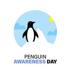 Penguin Awareness Day Cute Animal On An Iceberg