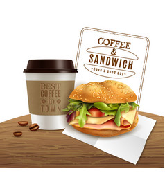 Coffee Sandwich Fast Food Realistic Advertisement