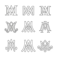 Monogram Of Ave Maria Symbols Set