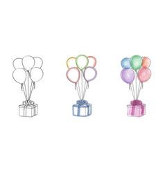 Balloons And Gift Box Drawing