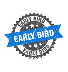 Early Bird Grunge Stamp With Blue Band Bird