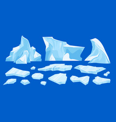 Frozen Arctic Cracked Ice Iceberg Icon Set