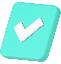 Isometric Green Square Checkmark Positive Vote