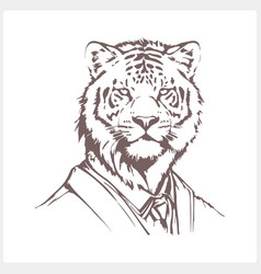 Sketch Tiger Tattoo Isolated Animal Clipart