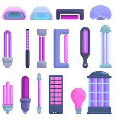 Uv Lamp Icons Set Cartoon Style