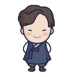 Cute South Korean Man With Hanbok Character