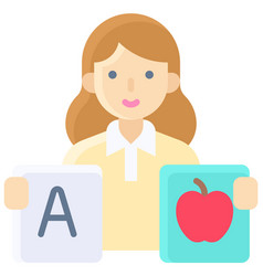 Female Teacher Holding Alphabet Flash Card Icon