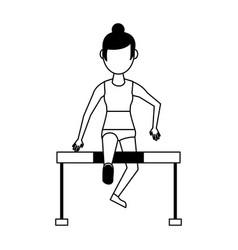 Woman Athlete Jumping Barrier Avatar In Black