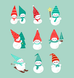 Cute Christmas Snowman Cheerful Character