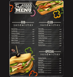 Fast Food Sandwiches Menu Advertisement Poster