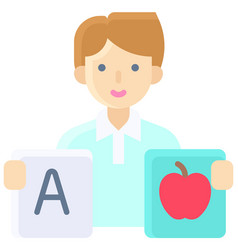 Male Teacher Holding Alphabet Flash Card Icon An