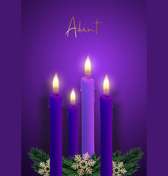 Advent Candles On A Dark Purple Background