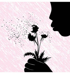 Girl Women Or Kid Blowing On Dandelion Flower