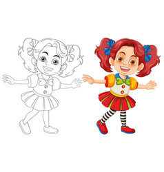 Smiling Circus Clown Girl Cartoon Character