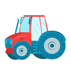 Red Blue Farming Tractor Isolated White Background