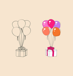 Drawing Of A Present Boxes And Balloons