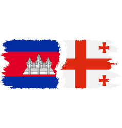 Georgia And Cambodia Grunge Flags Connection