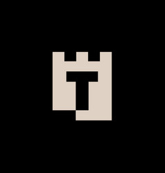 T Letter Castle Fortress Logo Icon