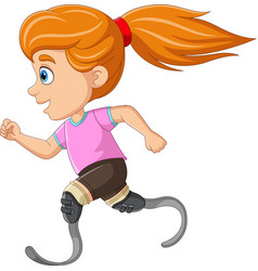 Cartoon Happy Disabled Girl Running