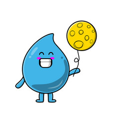 Cute Cartoon Water Drop Floating With Moon Balloon