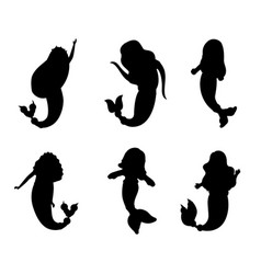 Mermaids Isolated Silhouettes