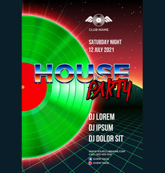 80s Party Poster With Orange Background And Green