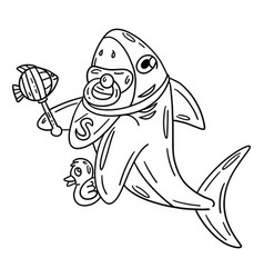 Baby Shark Isolated Coloring Page For Kids