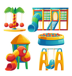 Kids Playground With Carousel And Slide