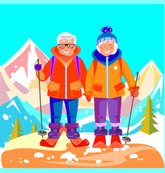 Active Mature Couple Skiing And Traveling