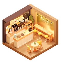 Isometric Small Coffee Shop Or Cafe