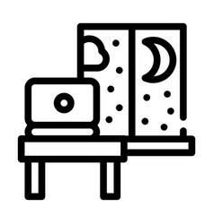 Working Home At Night Line Icon