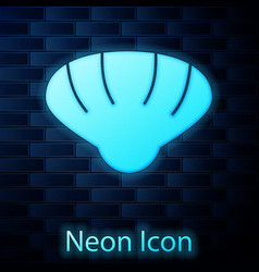 Glowing Neon Scallop Sea Shell Icon Isolated