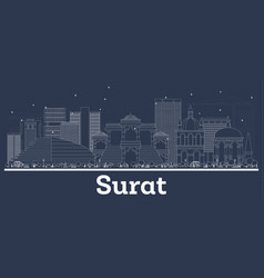 Outline Surat India City Skyline With White