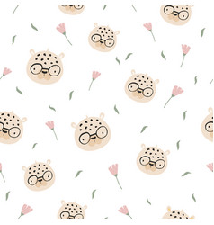 Seamless Pattern With Funny Cheetahs Leopards In