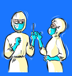 Two Nurses In Protective Gear