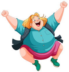 Happy Overweight Woman Cartoon Character