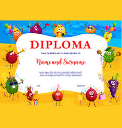 Kids Diploma Cartoon Tropical Fruits On Beach