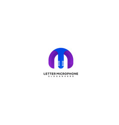 Letter M Microphone Logo Design Icon Template