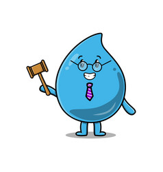 Cute Cartoon Wise Judge Water Drop Holding Hammer