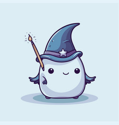 Cute Halloween Ghost With Hat And Broom Design