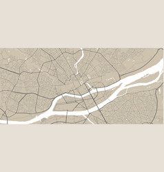 Detailed Map Nantes City Linear Print Map