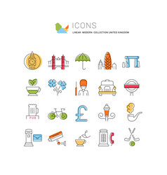 Set Flat Line Icons Uk